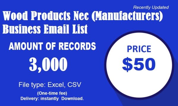 Wood Products Nec (Manufacturers) Email Insights Data