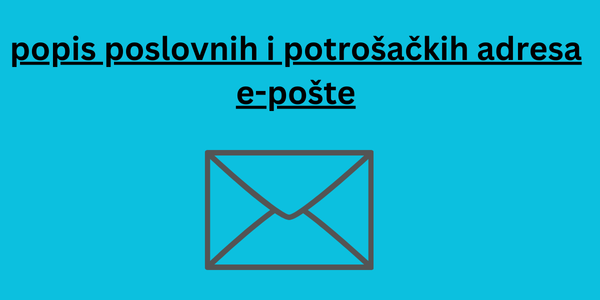 popis poslovnih i potrošačkih adresa e-pošte