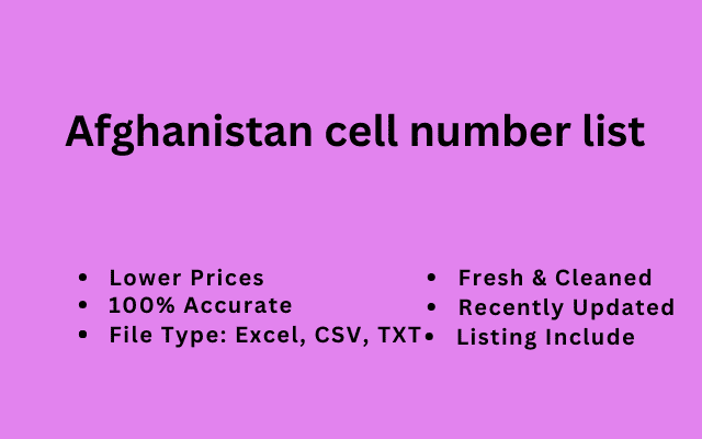 Afghanistan cell number list